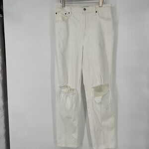 Abercrombie & Fitch The 90's Straight Ultra High Rise White Jeans‎ Size 10